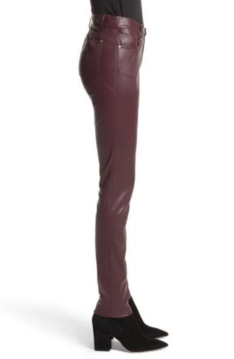 royalex leathers brown women's real lambskin leather skinny pant wp061