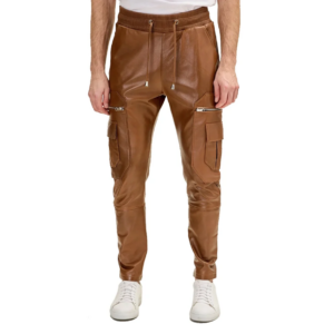 timeless brown mens leather cargo pants