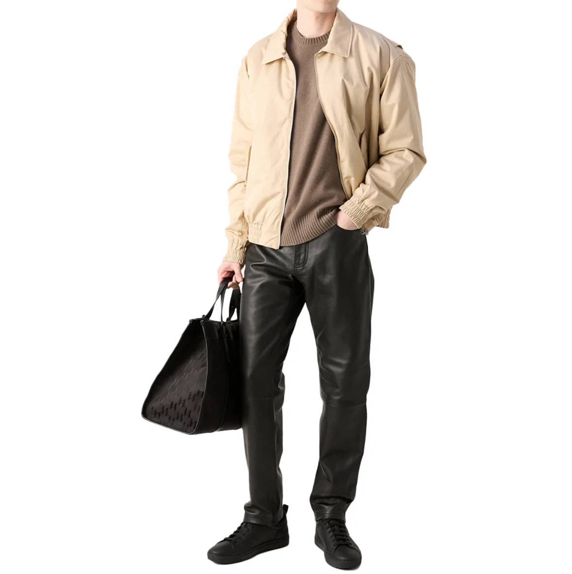 straight leg leather black pants mens