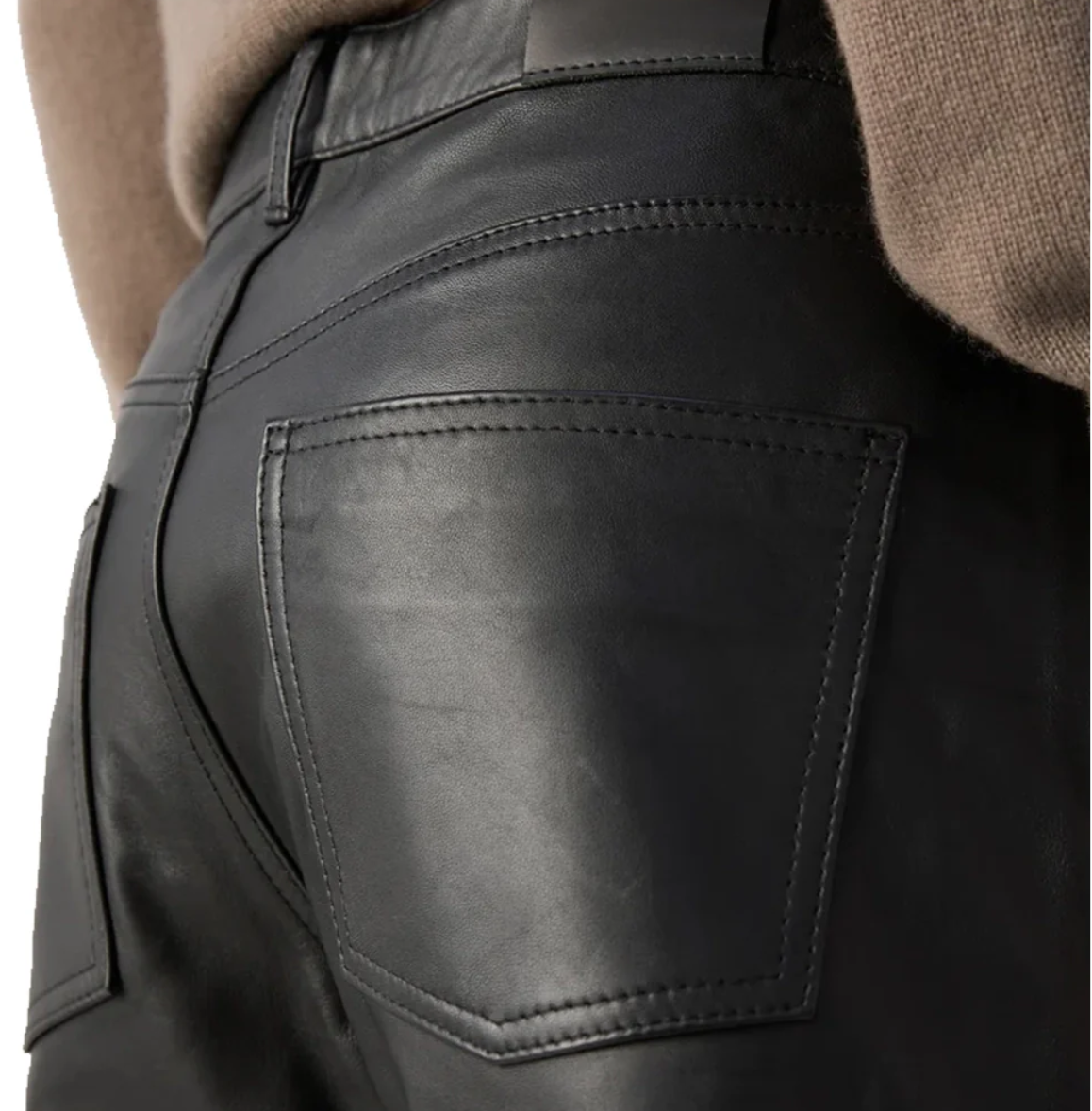 straight leg leather black pants mens