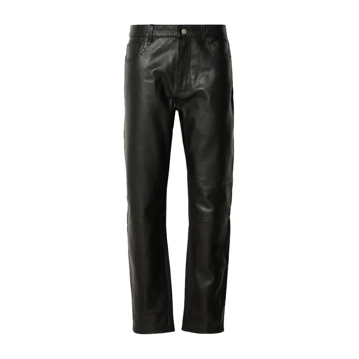 straight leg leather black pants mens
