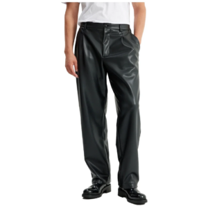 relaxed fit black leather pants mens