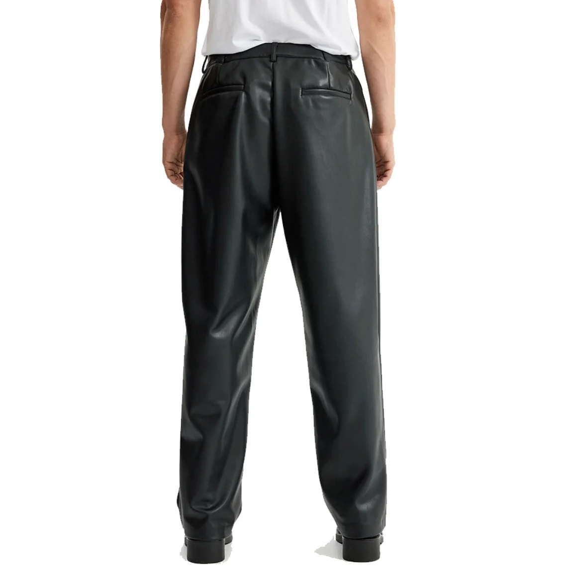 relaxed fit black leather pants mens