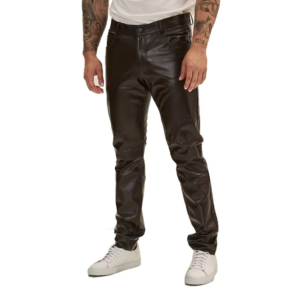 ronny mens brown leather pants