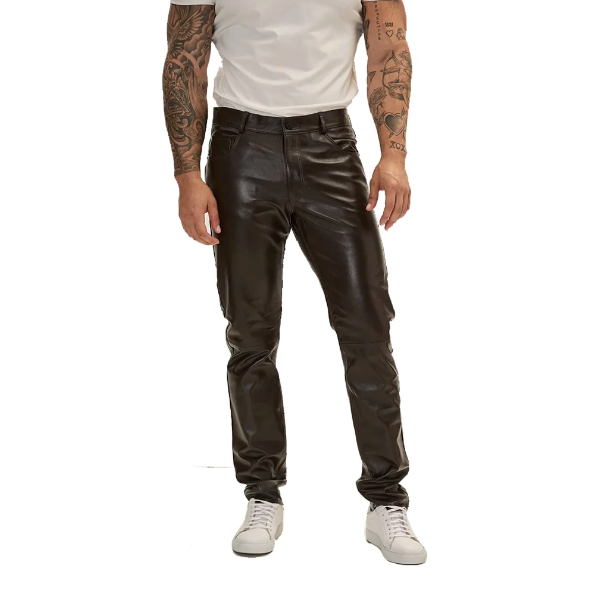 ronny mens brown leather pants