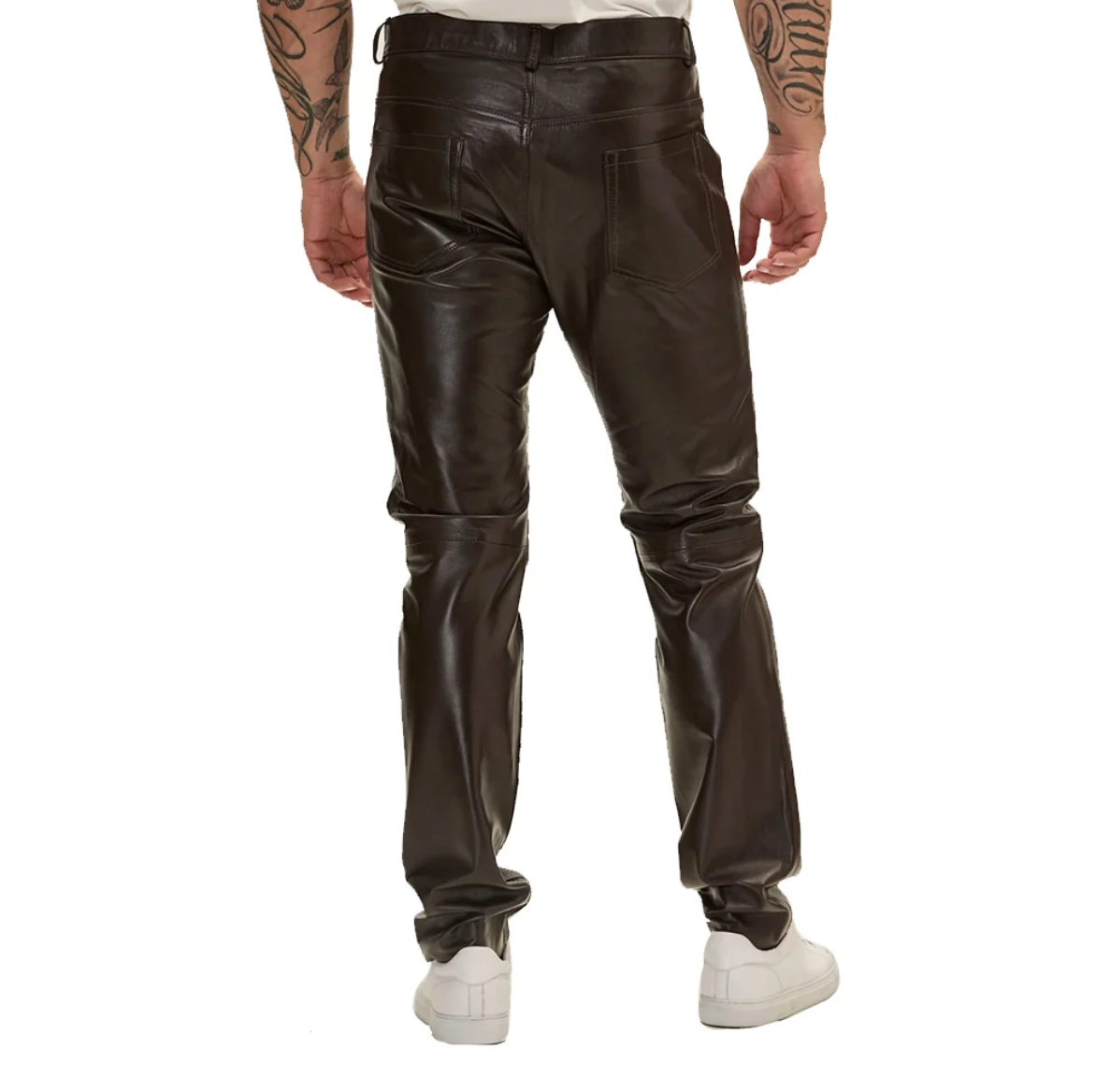 ronny mens brown leather pants