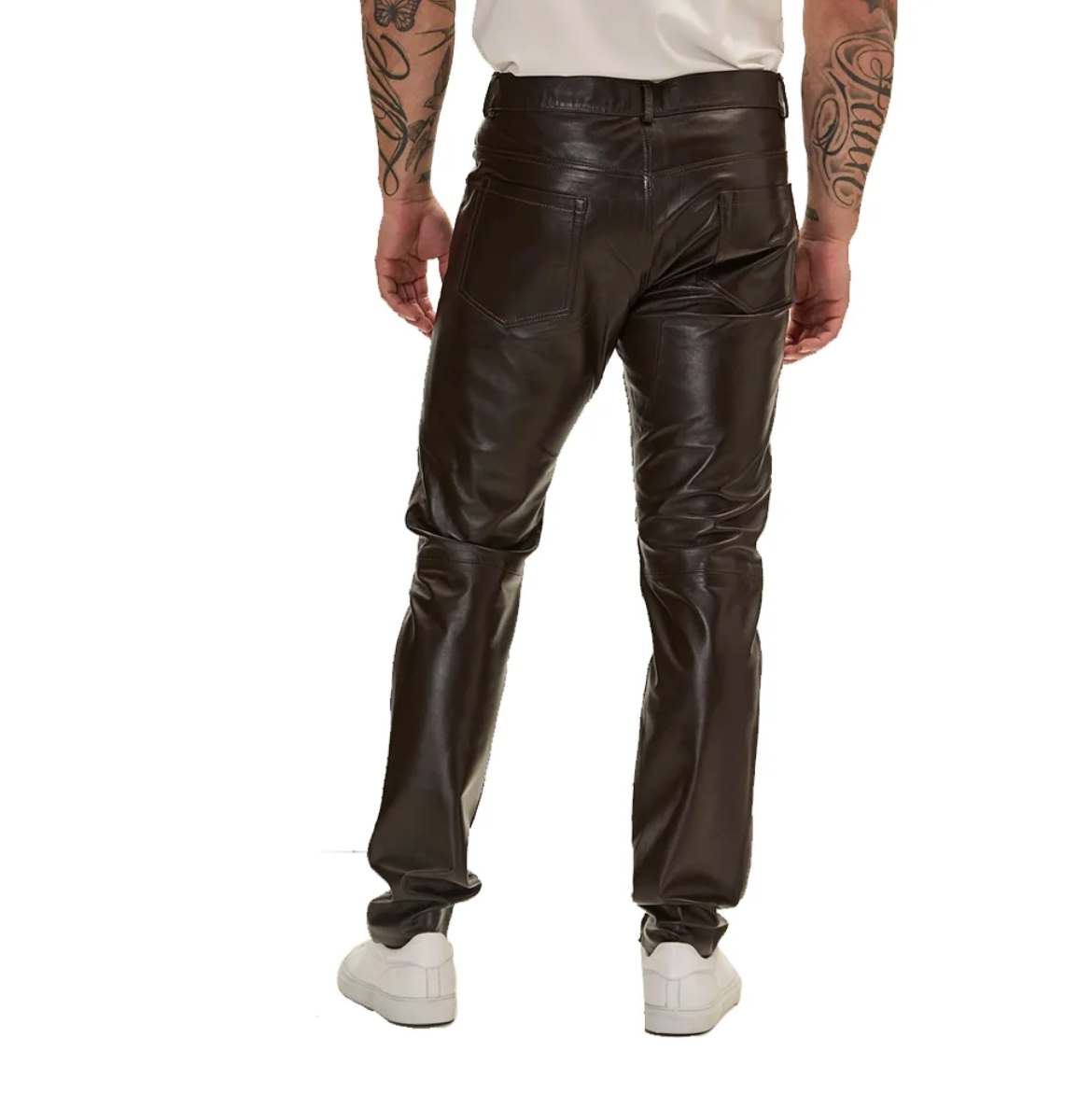 ronny mens brown leather pants