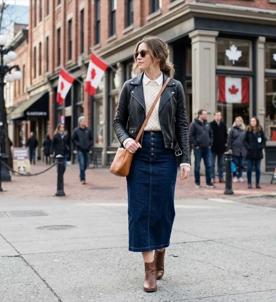 Best Denim Midi Skirts for Canadian Street Style