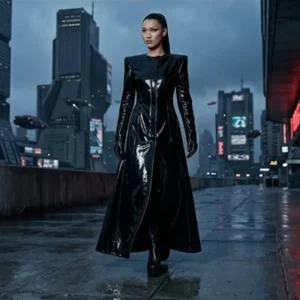 Royalex Leather "Cyber-Architecture" Trench Coat