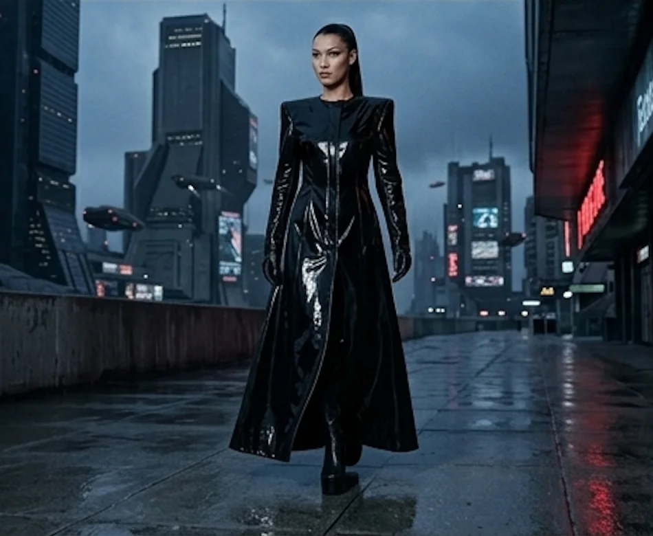Royalex Leather "Cyber-Architecture" Trench Coat