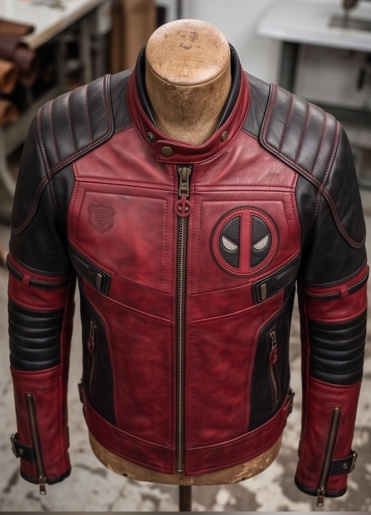 Deadpool Inspired Leather Jacket, - Image 5