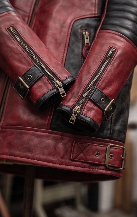 Deadpool Inspired Leather Jacket, - Image 4