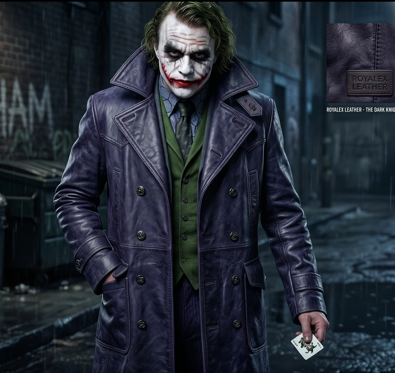 The Joker Double-Breasted Purple Leather Coat