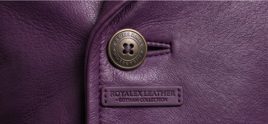 The Joker Double-Breasted Purple Leather Coat - Image 8