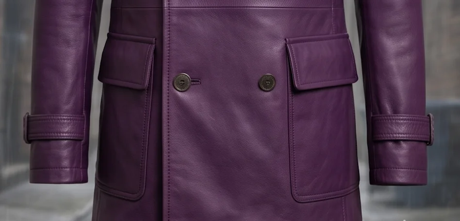 The Joker Double-Breasted Purple Leather Coat - Image 6
