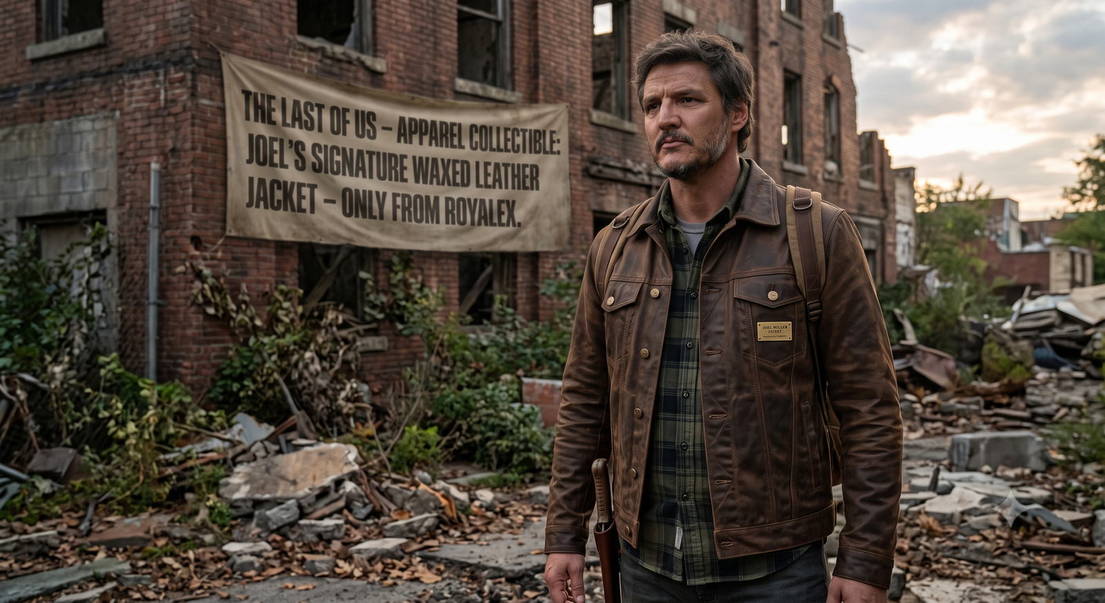 Joel Miller Leather Jacket - Distressed Brown Waxed Leather Trucker Jacket - Image 2