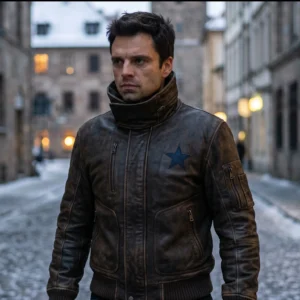 Men's Winter Soldier Distressed Brown Leather Jacket