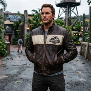 Owen Grady Jurassic World Distressed Brown Leather Jacket
