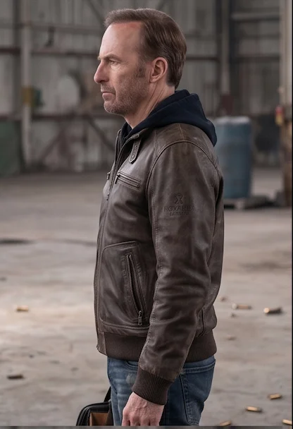 Nobody 2 Hutch Mansell Distressed Brown Leather Bomber Jacket - Image 4