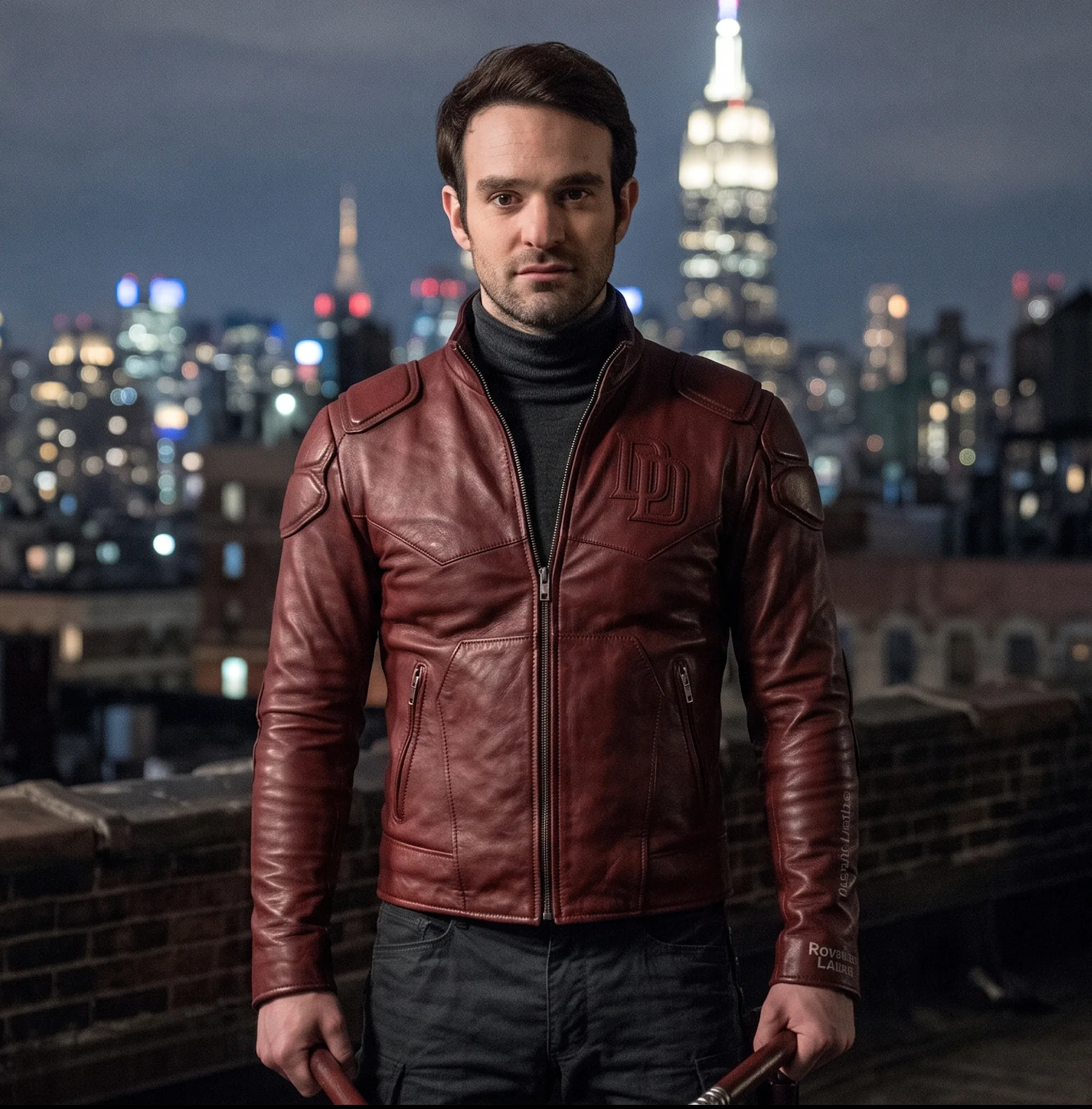 Daredevil Burgundy Leather Jacket – Charlie Cox Cosplay & Motorcycle Edition