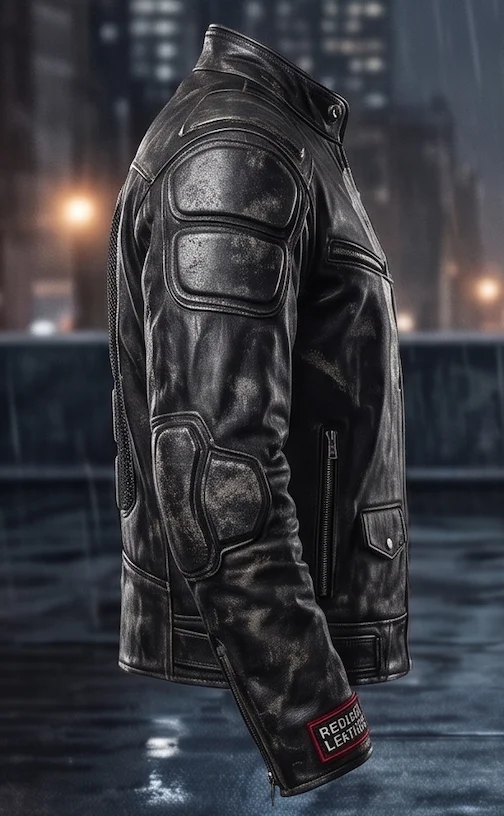 Men's Punisher Black Leather Jacket – Jon Bernthal Frank Castle Cosplay Edition - Image 5