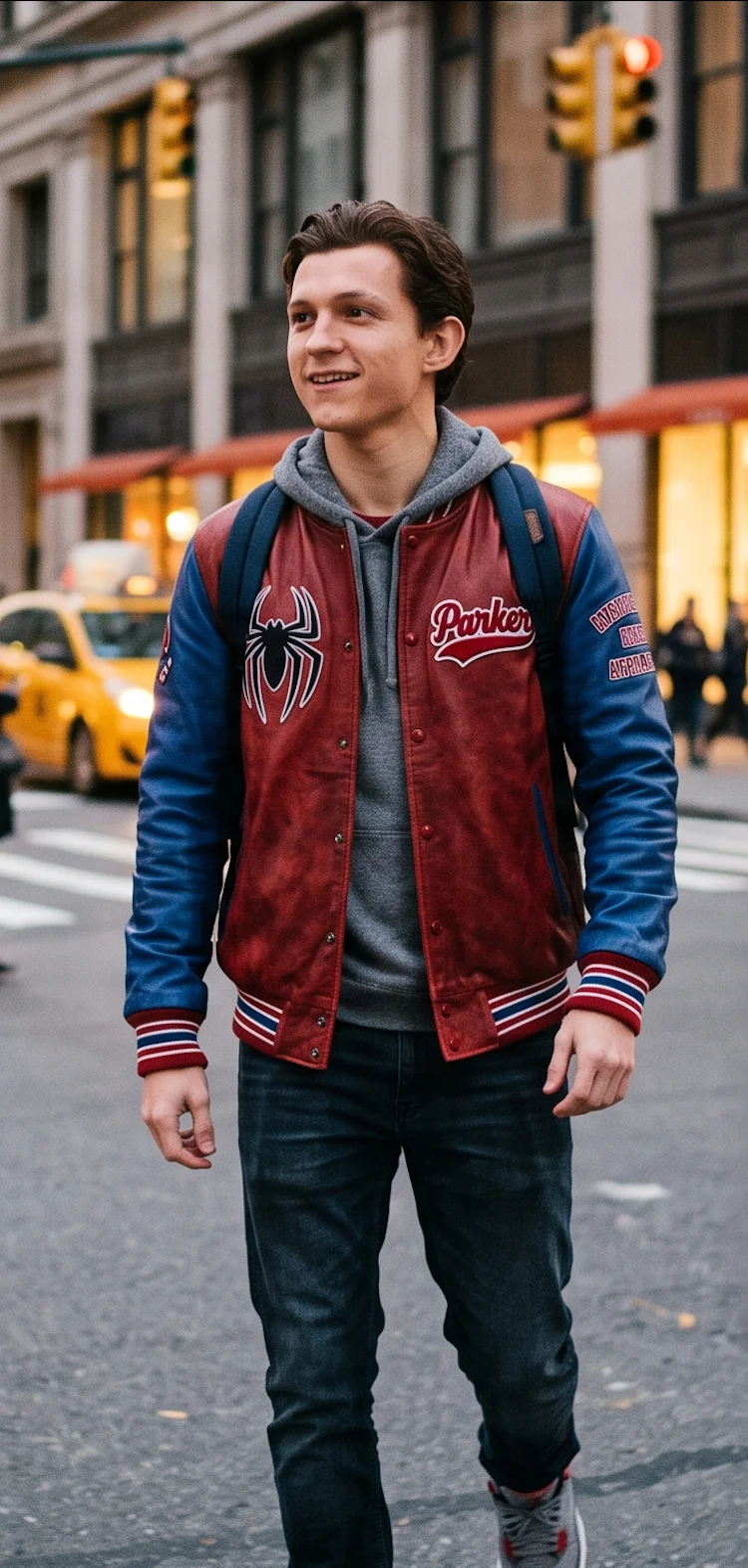 Spider-Man Peter Parker Varsity Leather Jacket – Midtown High Edition