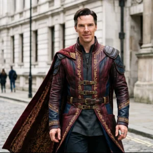 Doctor Strange Multiverse Leather Trench Coat with Crimson Cloak