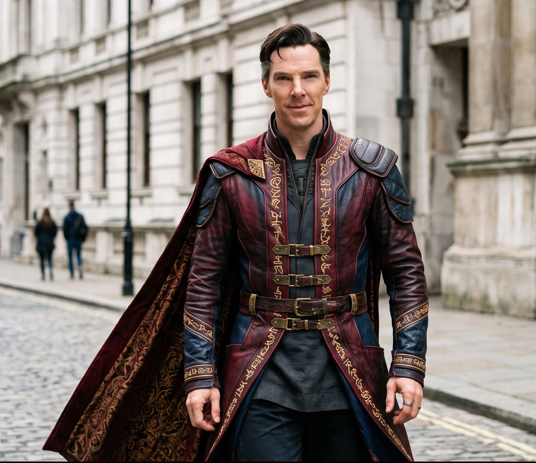 Doctor Strange Multiverse Leather Trench Coat with Crimson Cloak