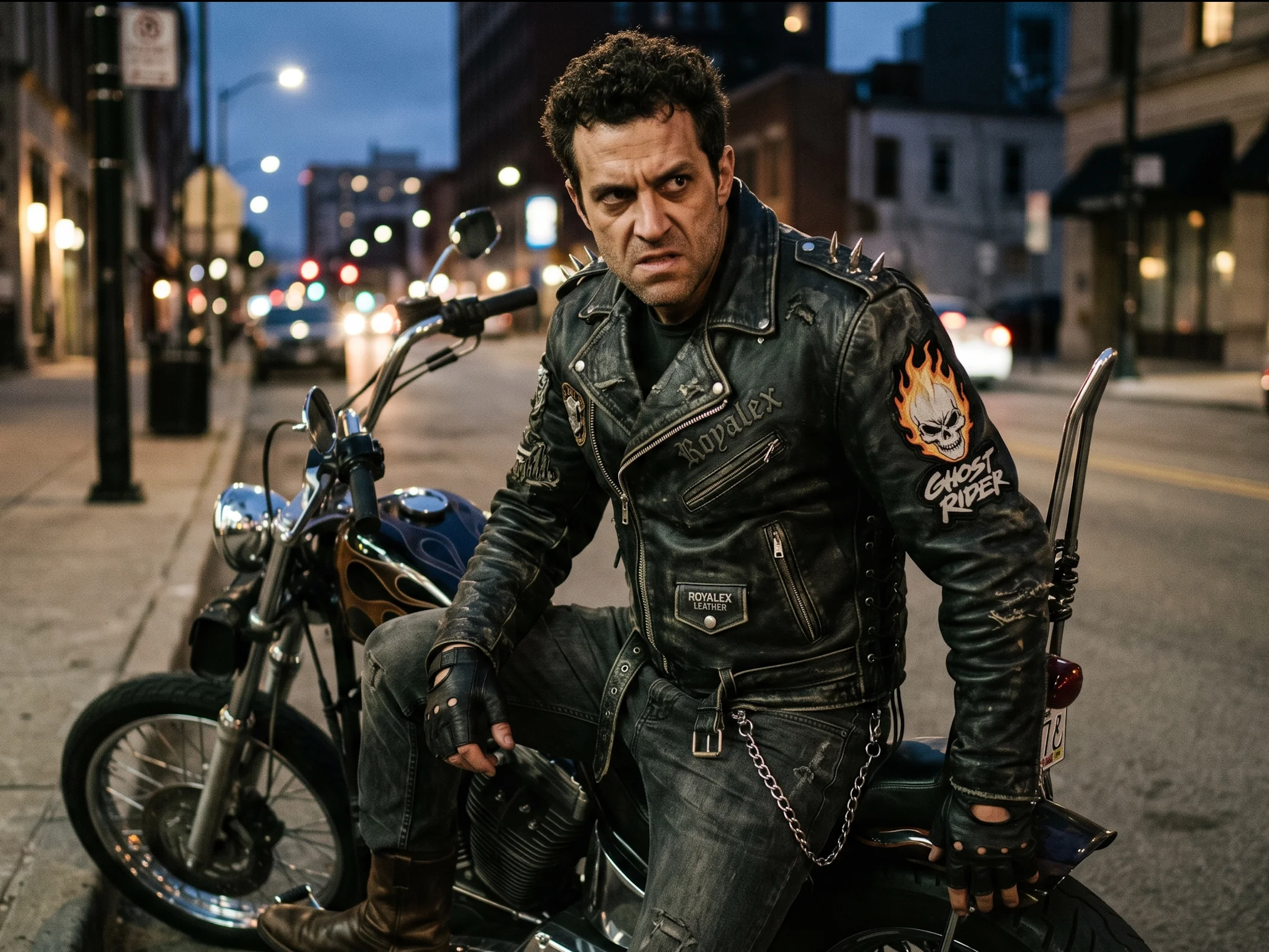 Ghost Rider Movie Inspired Spiked Leather Biker Jacket