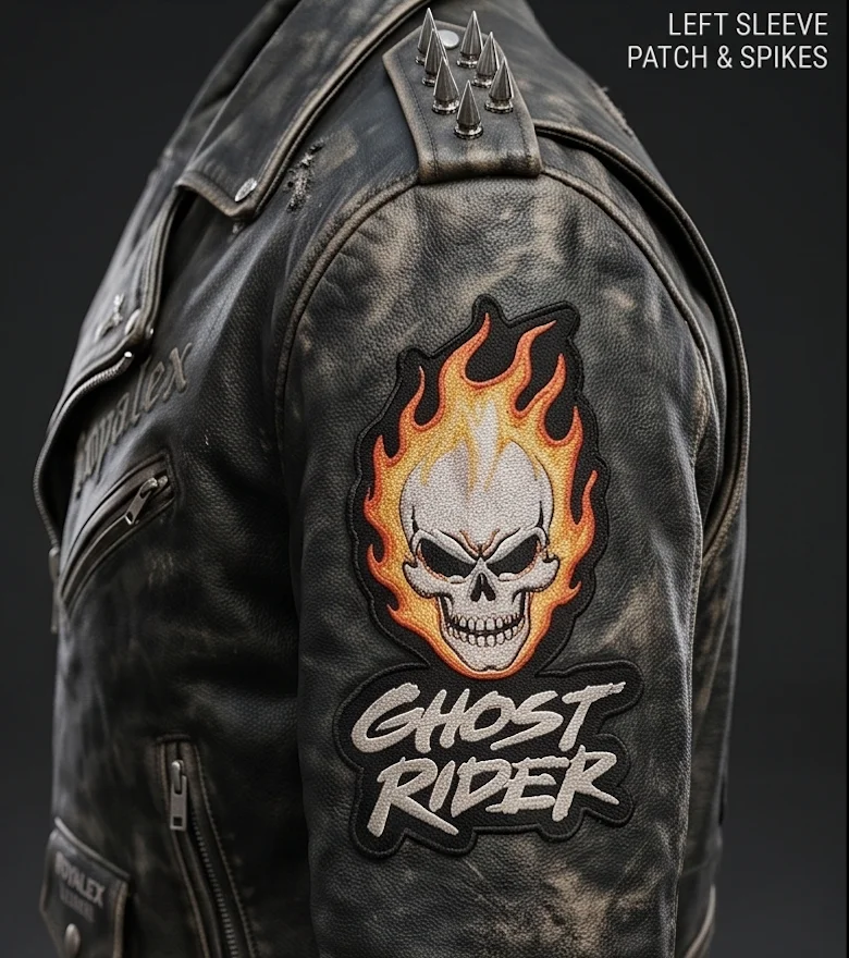 Ghost Rider Movie Inspired Spiked Leather Biker Jacket - Image 6