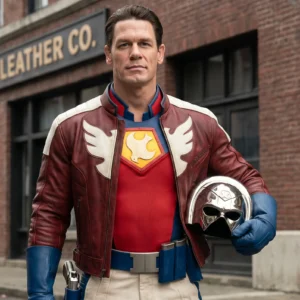 Peacemaker Inspired Burgundy Leather Jacket – Movie Replica Edition