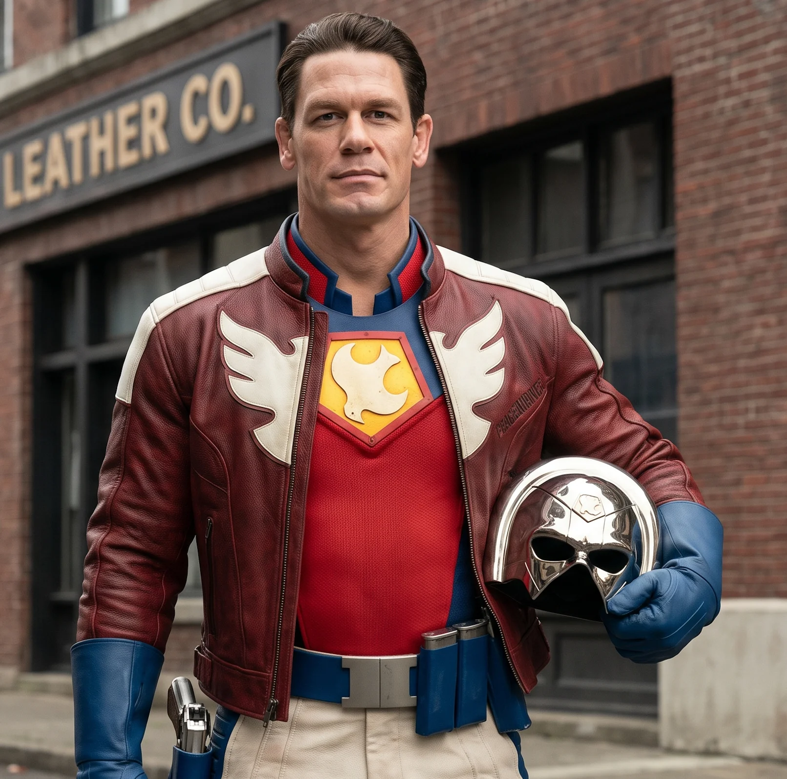 Peacemaker Inspired Burgundy Leather Jacket – Movie Replica Edition
