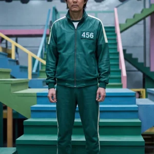 Squid Game Seong Gi-Hun 456 Green Leather Jacket