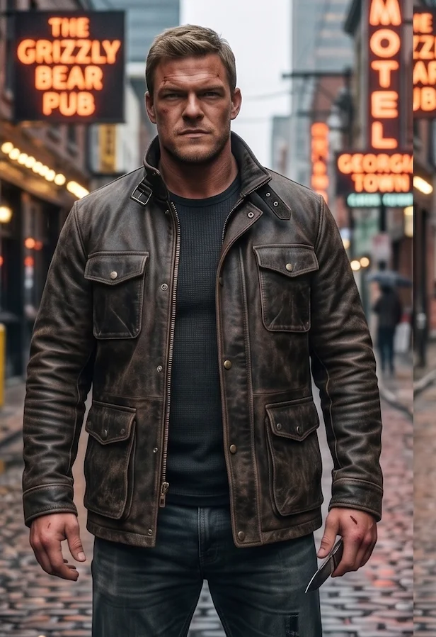 Alan Ritchson Jack Reacher Season 2 Brown Leather Jacket - Image 2