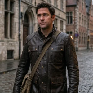 Jack Ryan Season 3 John Krasinski Brown Leather Field Jacket