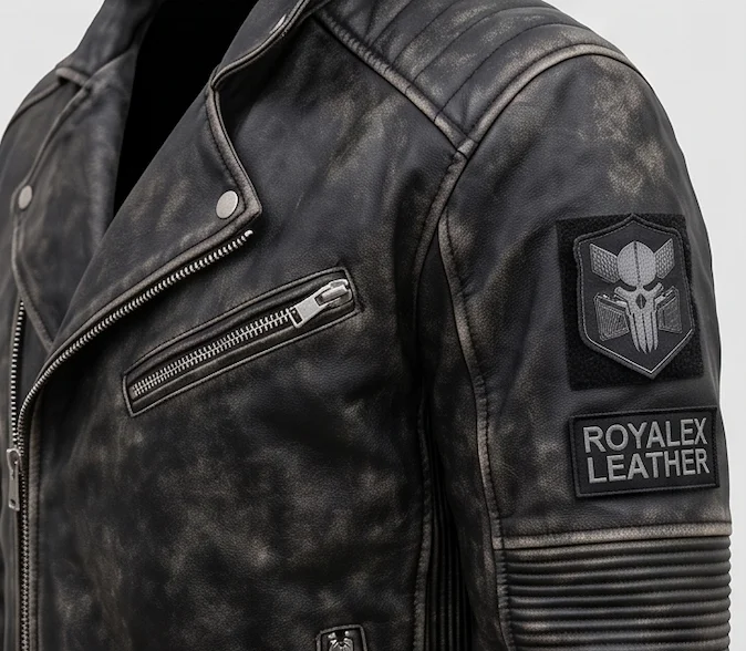 Call of Duty Ghost Distressed Leather Jacket – Men’s Biker Style Skull Outerwear - Image 3