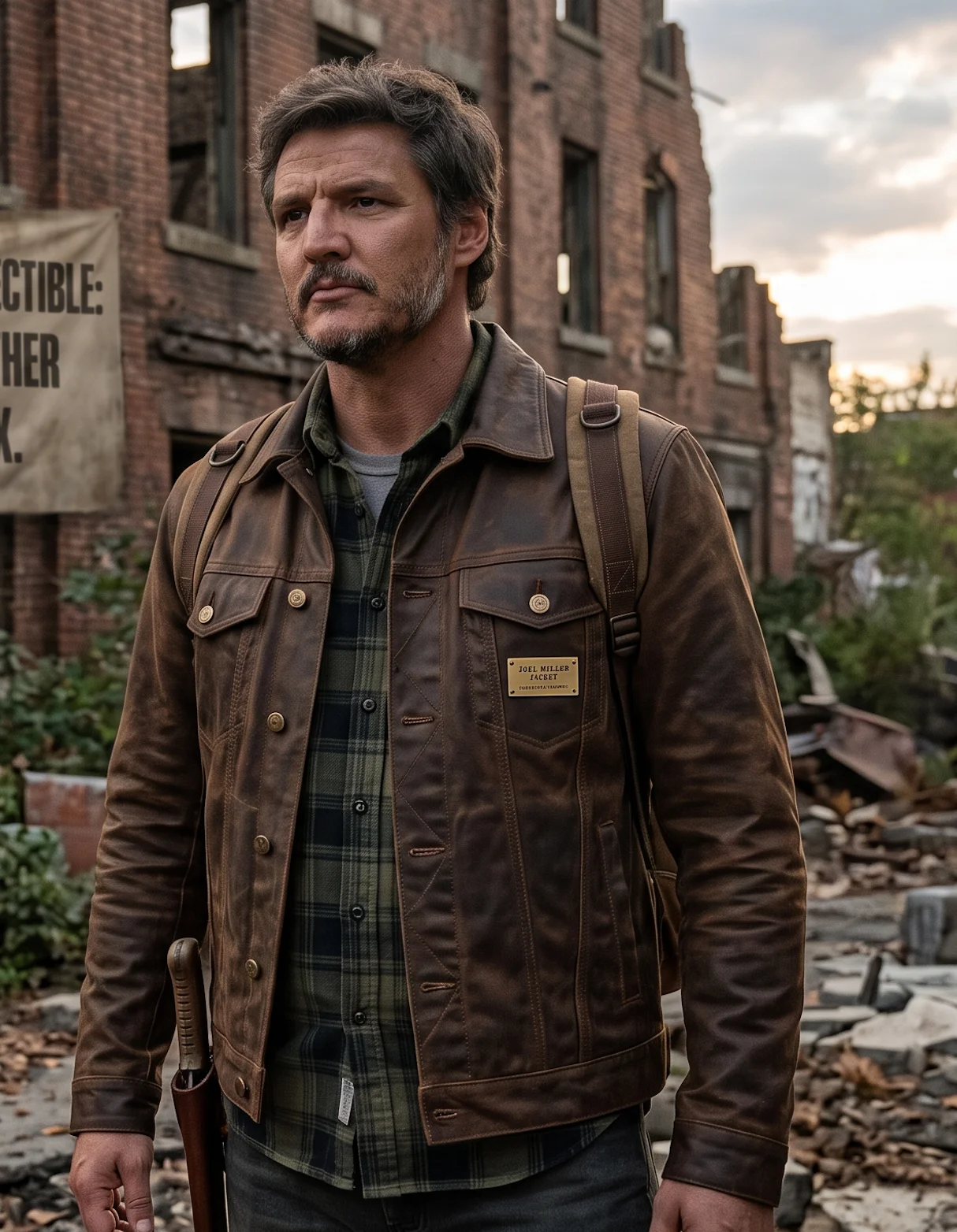 Joel Miller Leather Jacket - Distressed Brown Waxed Leather Trucker Jacket
