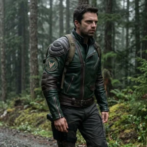Tactical Operative Forest Green & Brown Leather Jacket