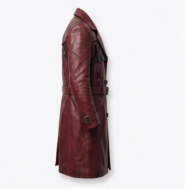 Men's Dante Crimson Red Leather Trench Coat – Devil May Cry Cosplay Long Jacket - Image 6