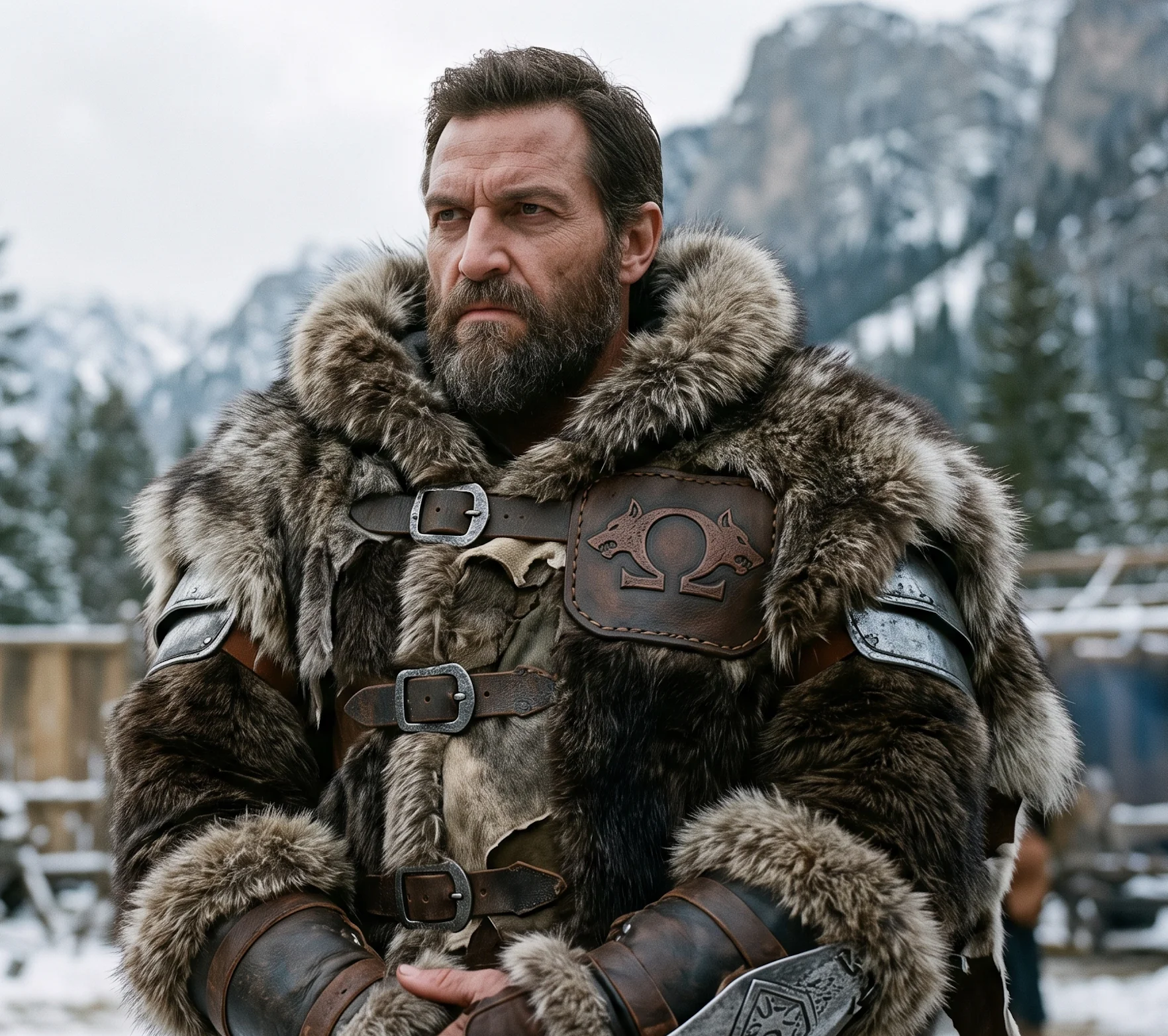 Men’s Kratos Leather & Fur Coat – Norse God Outerwear Jacket
