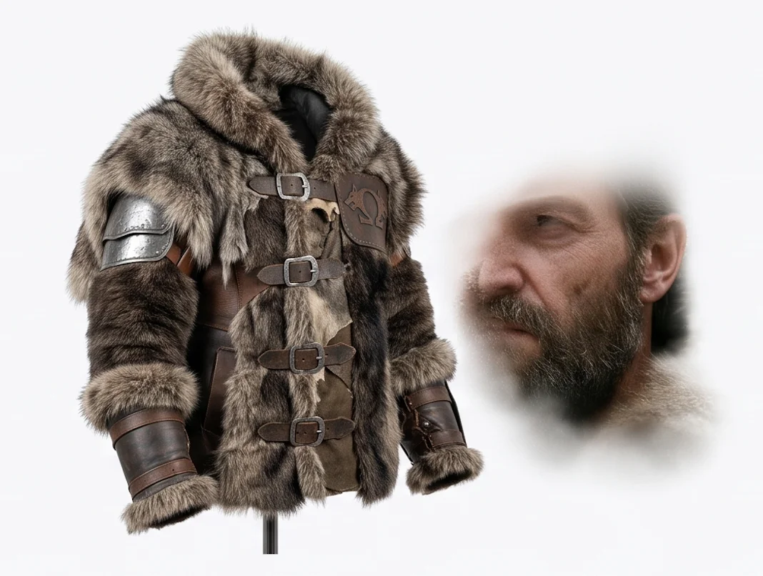 Men’s Kratos Leather & Fur Coat – Norse God Outerwear Jacket - Image 6