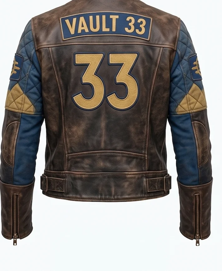 Fallout Series Lucy MacLean Vault 33 Leather Jacket – Post-Apocalyptic Biker Jacket - Image 3