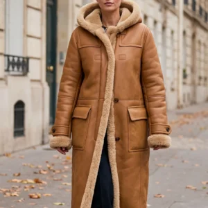 Women's Auckland Hooded Shearling Coat – Cognac Tan