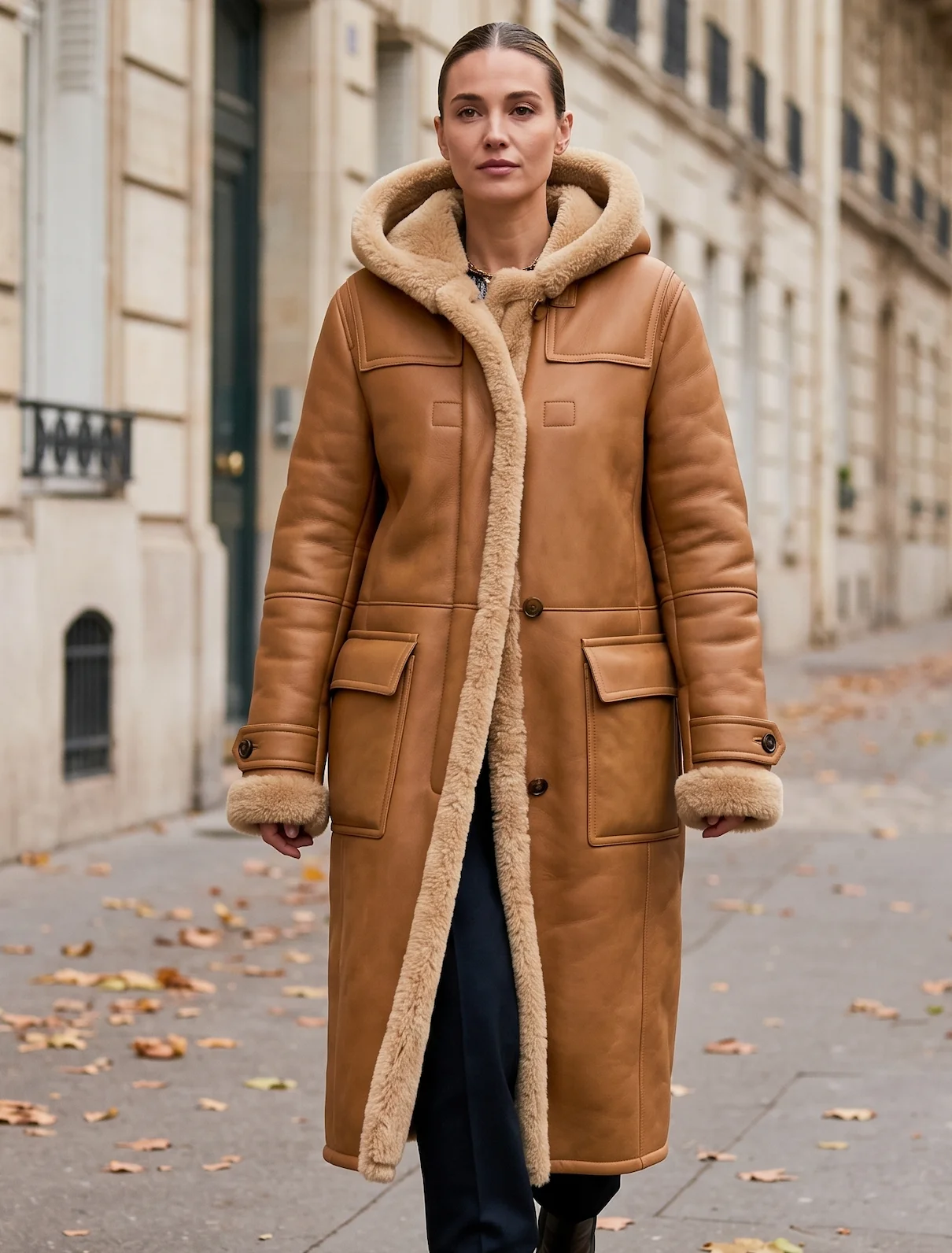 Women's Auckland Hooded Shearling Coat – Cognac Tan