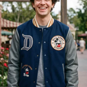 Disney Studios Vintage Leather Varsity Jacket – Classic Mickey Mouse Wool & Genuine Leather Letterman
