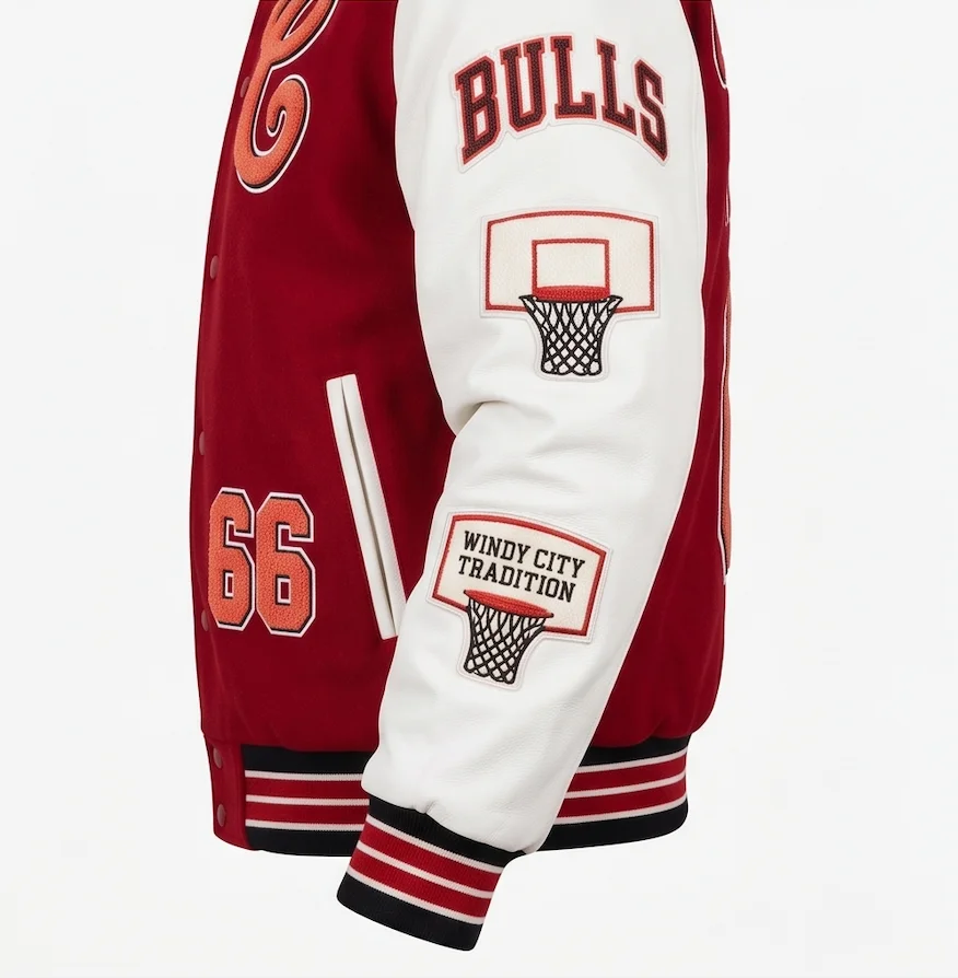 Chicago Classic Varsity Jacket | Red Wool & Leather