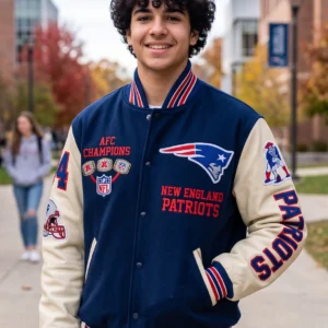 New England Patriots Leather Varsity Jacket