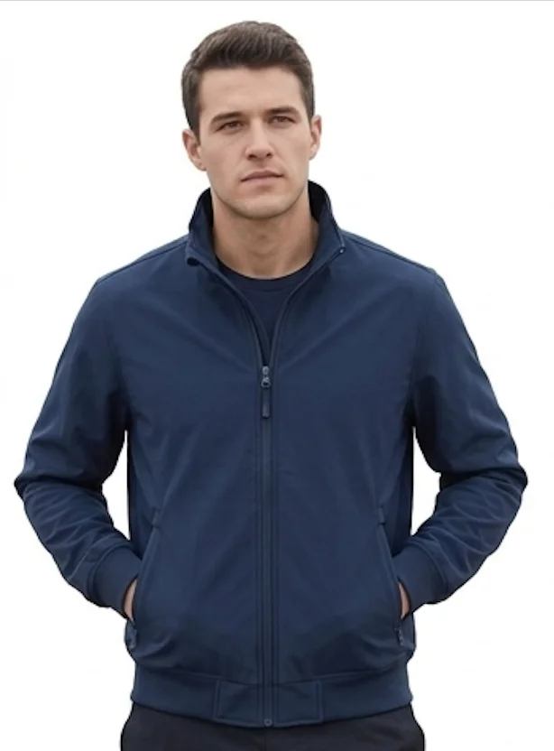 Men’s Navy Blue Soft Shell Bomber Jacket | Weather-Resistant Lightweight Outerwear - Image 2