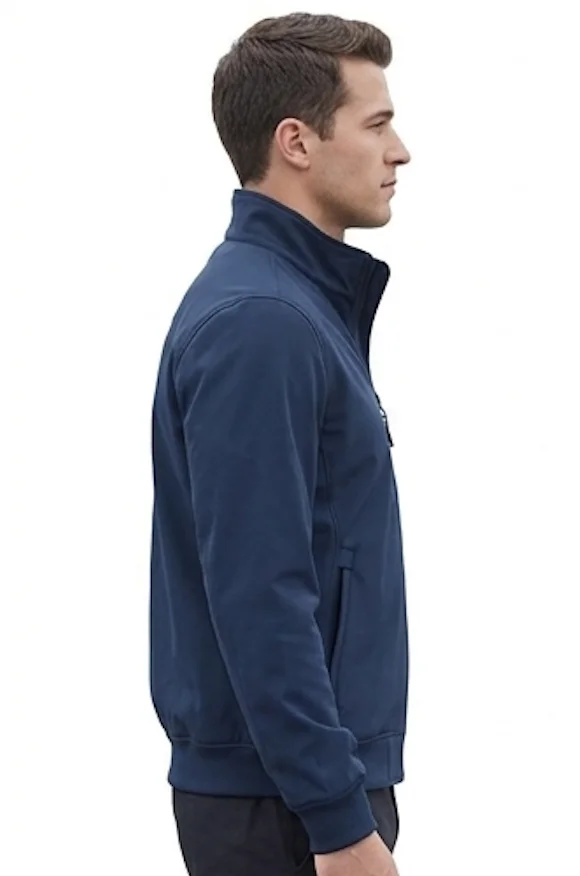 Men’s Navy Blue Soft Shell Bomber Jacket | Weather-Resistant Lightweight Outerwear - Image 5