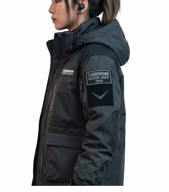 Techwear Utility Parka - Waterproof Tactical Urban Jacket in Matte Charcoal - Image 7